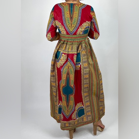 COPY - Red Multicolor African Print Ankara Handmade Maxi Duster - Picture 4 of 5